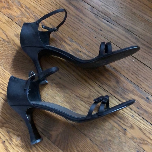 Metaphor black satin strap heels-8 - Picture 2 of 4